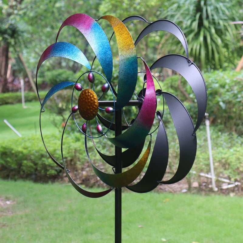 LERFUGI Wind Spinners Outdoor for Yard and Garden Large Colorful Metal Wind Sculptures Kinetic Windmills Decoration 70x20 Inches - Image 5